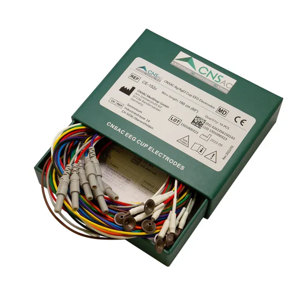 CNSAC silver/silver chloride (Ag/AgCl) cup electrodes, 100cm cable, 10 pieces