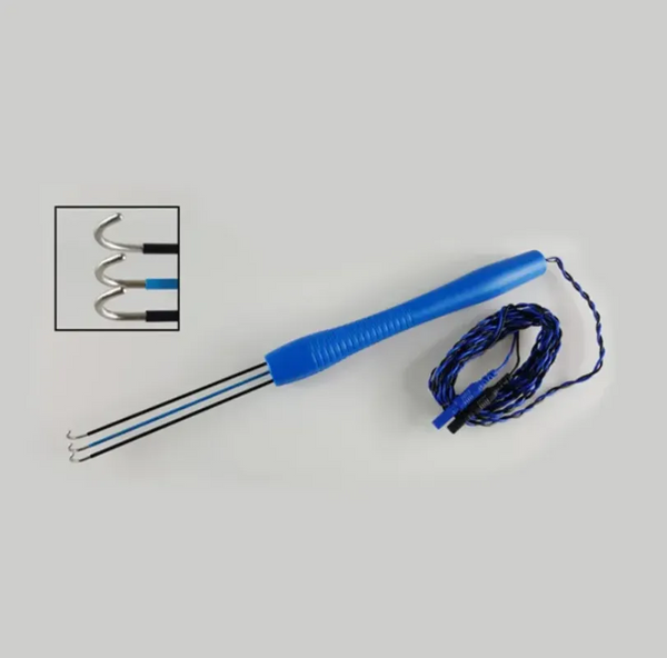 Triple ball probe for direct nerve stimulation, 180° angle